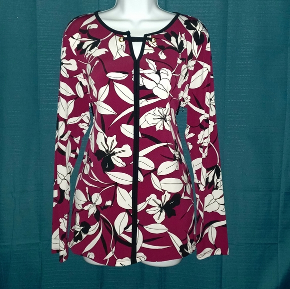 Liz Claiborne Tops - Liz Claiborne | Burgundy Floral Blouse